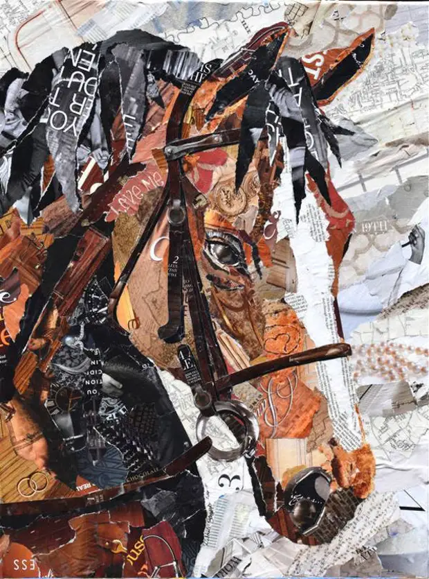 Deborah Shapiro skept collages fan torn stikken papier en glanzend tydskriften