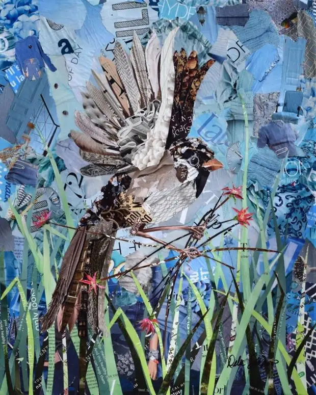 Deborah Shapiro skept collages fan torn stikken papier en glanzend tydskriften