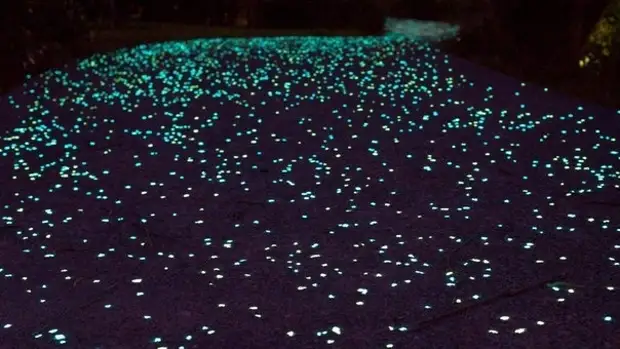 Tuinbeligting met luminescerende verf