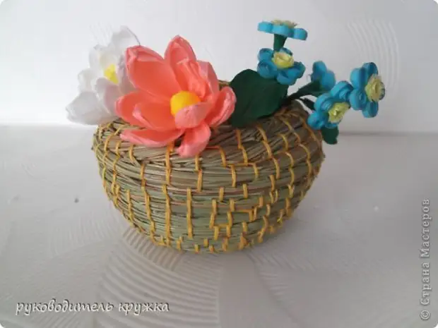 마스터 클래스 소나무 바늘에서 제작 된 꽃병 재료 자연 실 사진 9